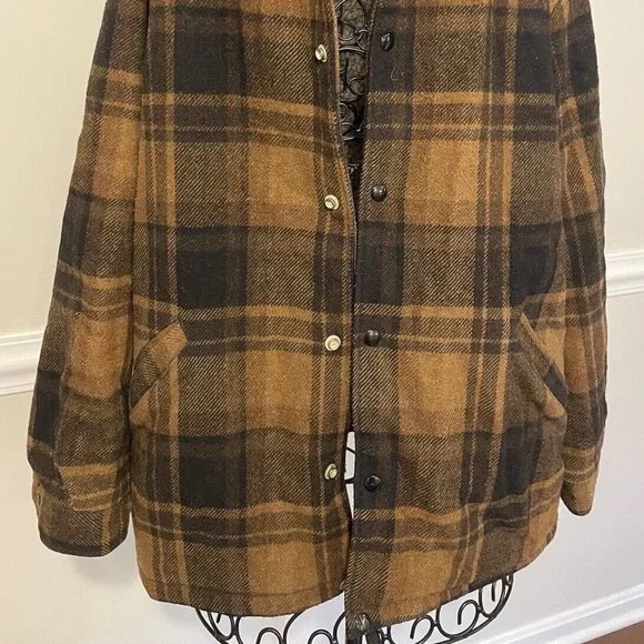 Men's WOOL SHEEPSKIN Plaid Coat LAND-N-LAKES Coat Vintage Men's Sheepskin Jacket